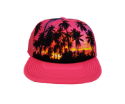 Hawaiian Headwear Foam Photo Sunset Trucker Hat - Pink