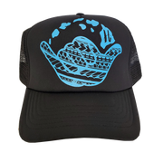 Hawaiian Headwear Tribal Shaka & Hawaiian Islands Foam Trucker Hat - Blue