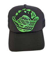 Hawaiian Headwear Tribal Shaka & Hawaiian Islands Foam Trucker Hat - Green