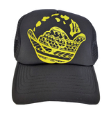 Hawaiian Headwear Tribal Shaka & Hawaiian Islands Foam Trucker Hat - Yellow