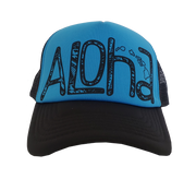 Hawaiian Headwear Tribal Aloha Foam Trucker Hat - Blue