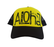 Hawaiian Headwear Tribal Aloha Foam Trucker Hat - Yellow