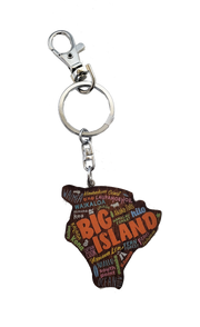 Keychain - Painted Island Wood Big Island