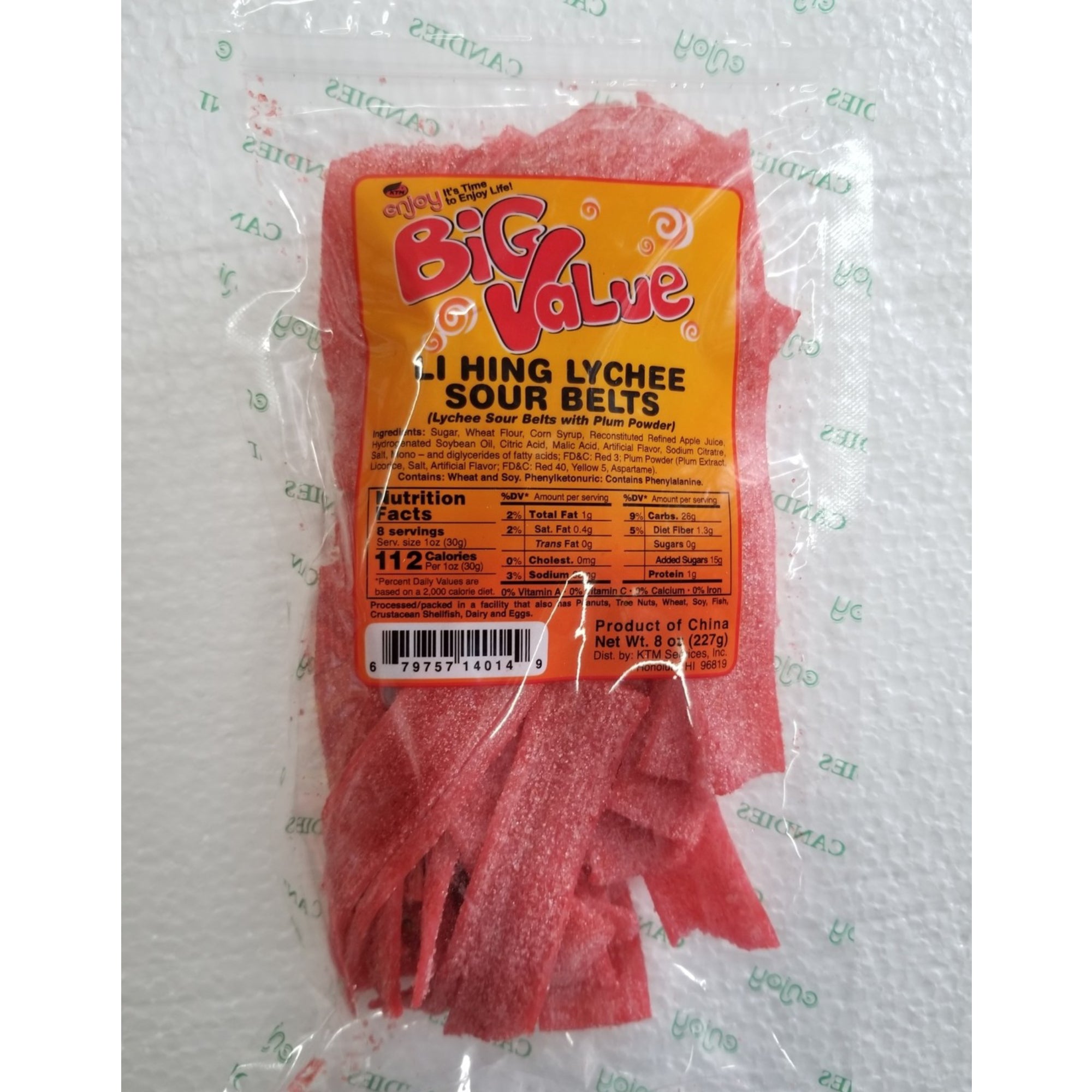 Enjoy Big Value Li Hing Lychee Sour Belts 8 oz